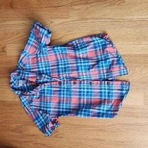 Carter's size 7 multicolor plaid button down short sleeve shirt